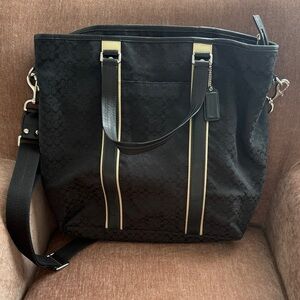 Coach Black and Cream Women's Tote Bag